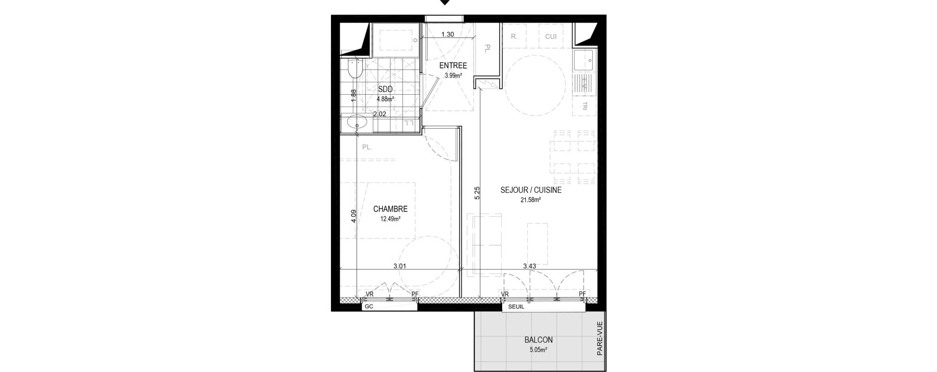 Appartement T2 de 42,94 m2 &agrave; Savigny-Sur-Orge Centre