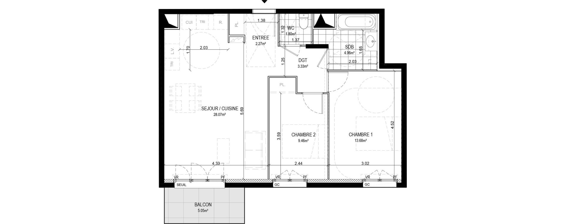 Appartement T3 de 63,57 m2 &agrave; Savigny-Sur-Orge Centre