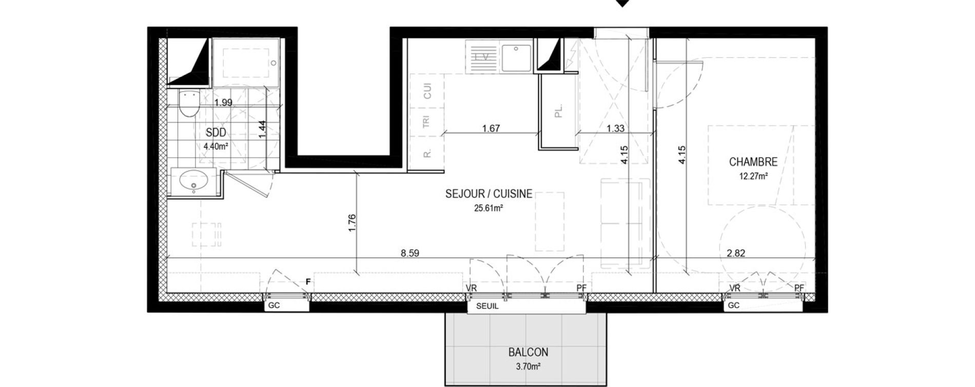 Appartement T2 de 42,28 m2 &agrave; Savigny-Sur-Orge Centre