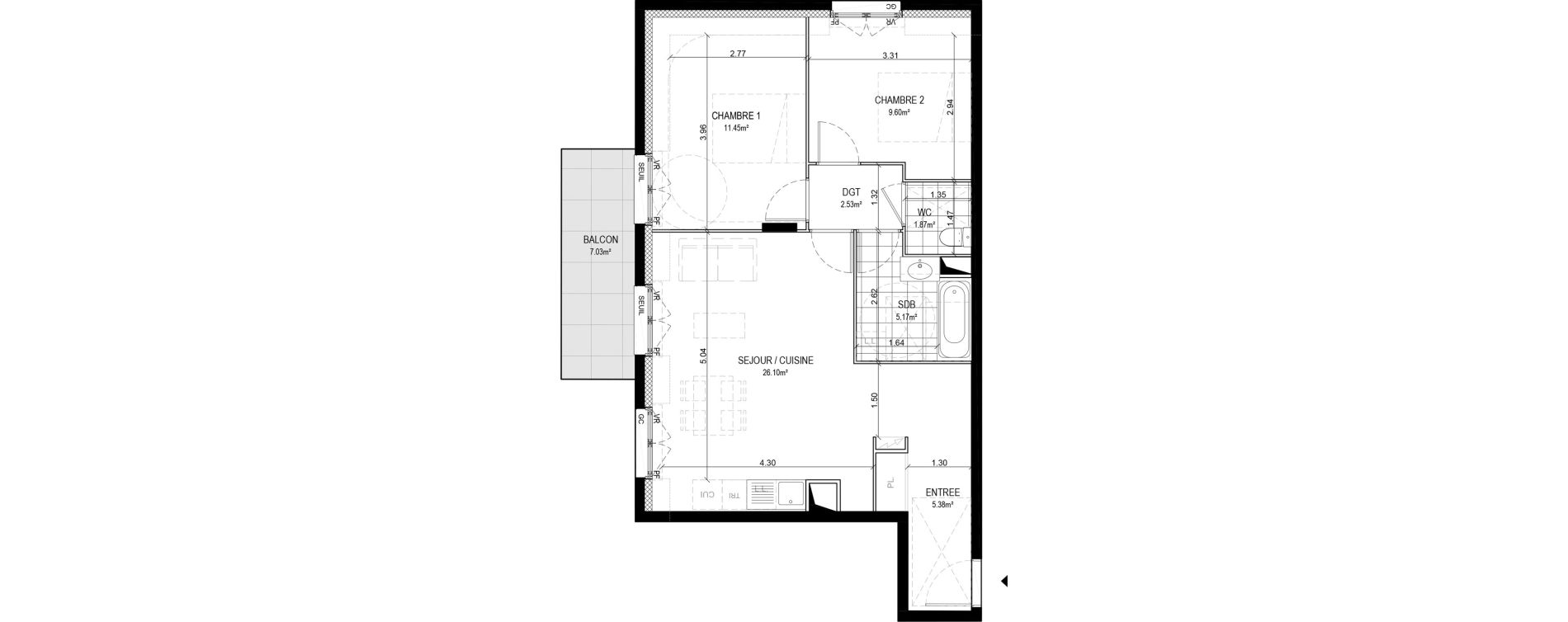 Appartement T3 de 62,10 m2 &agrave; Savigny-Sur-Orge Centre