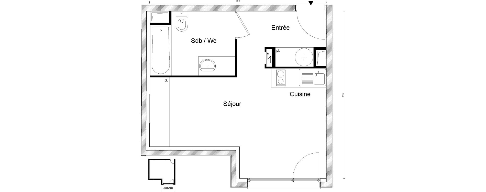 Appartement T1 de 28,81 m2 &agrave; Savigny-Sur-Orge Champagne - tilleul