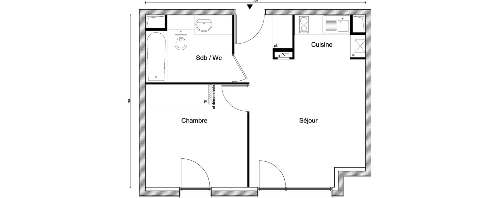 Appartement T2 de 38,61 m2 &agrave; Savigny-Sur-Orge Champagne - tilleul