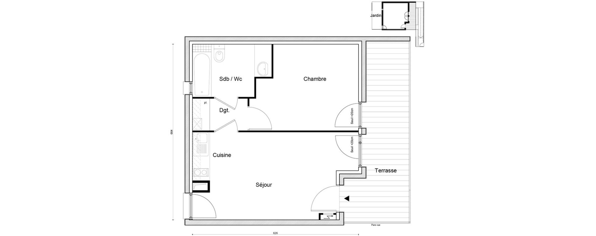 Appartement T2 de 39,37 m2 &agrave; Savigny-Sur-Orge Centre