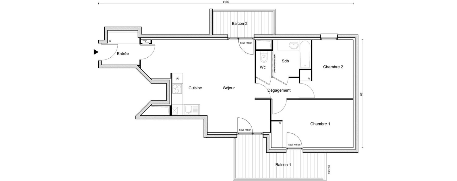 Appartement T3 de 65,62 m2 &agrave; Savigny-Sur-Orge Centre