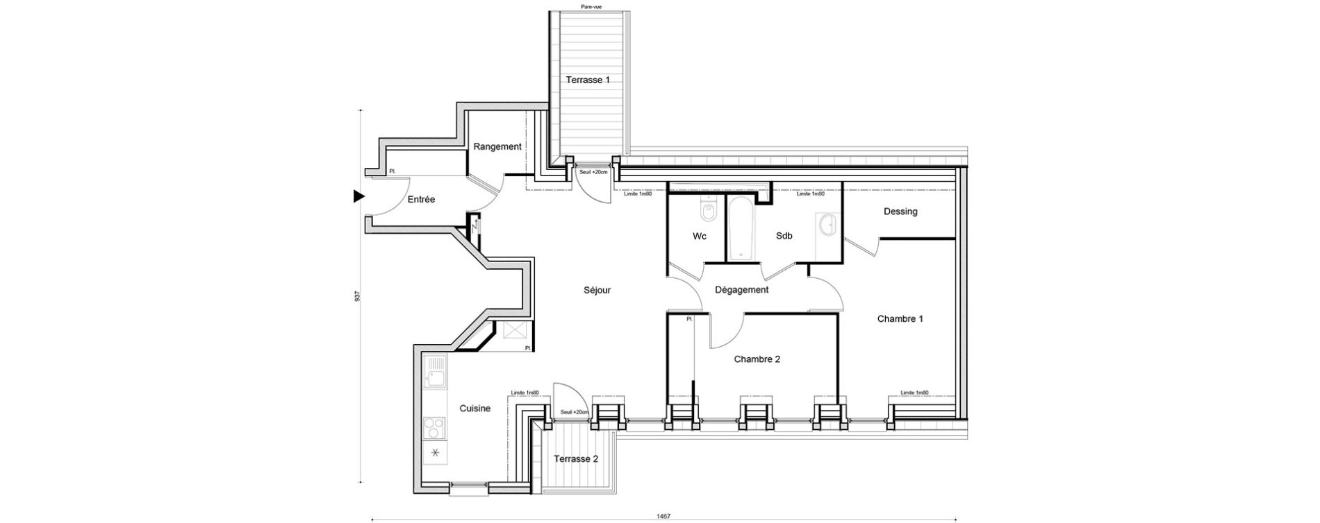 Appartement T3 de 75,26 m2 &agrave; Savigny-Sur-Orge Centre