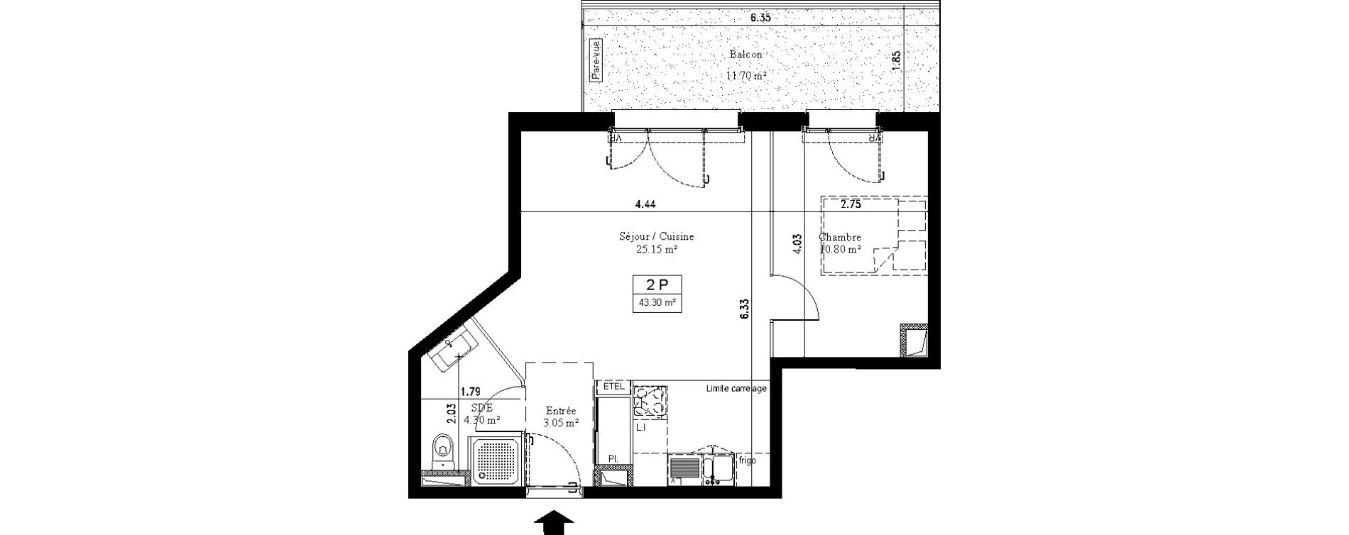 Appartement T2 de 43,30 m2 &agrave; Savigny-Sur-Orge Cherchefeuilles
