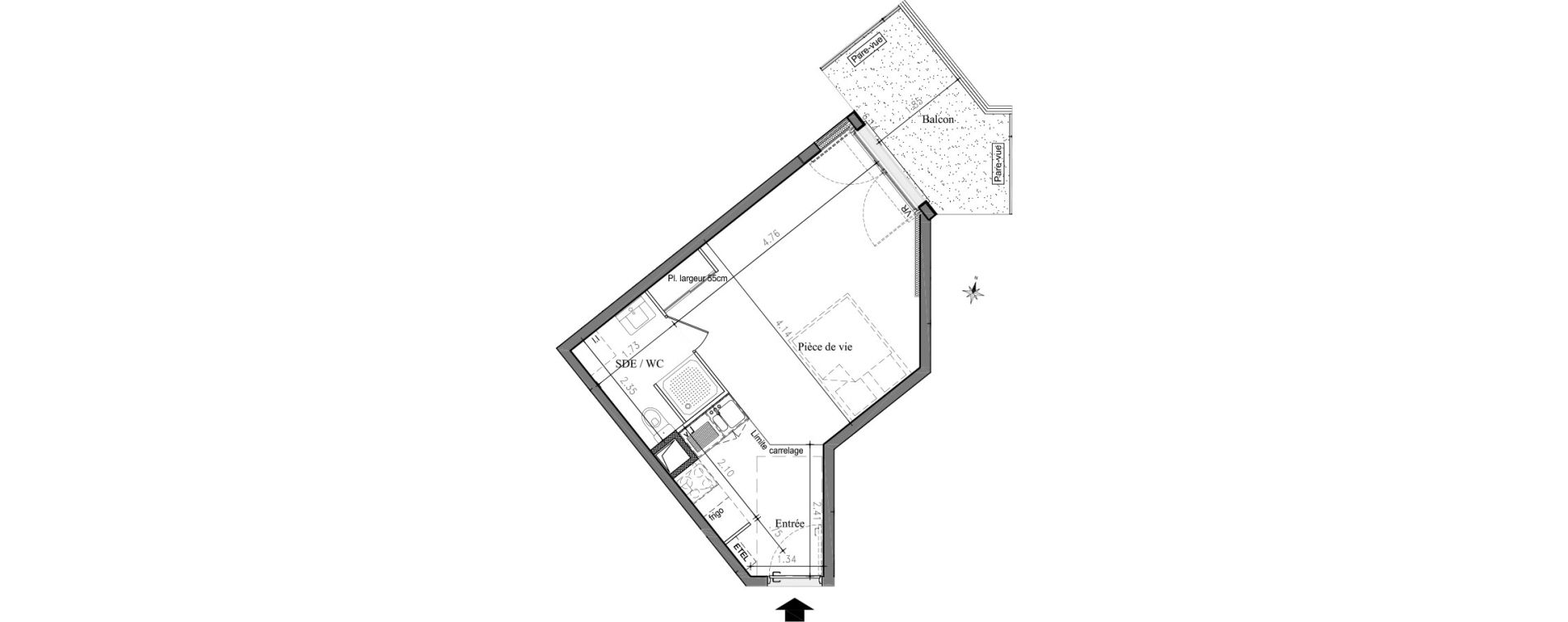 Appartement T1 de 27,40 m2 &agrave; Savigny-Sur-Orge Cherchefeuilles