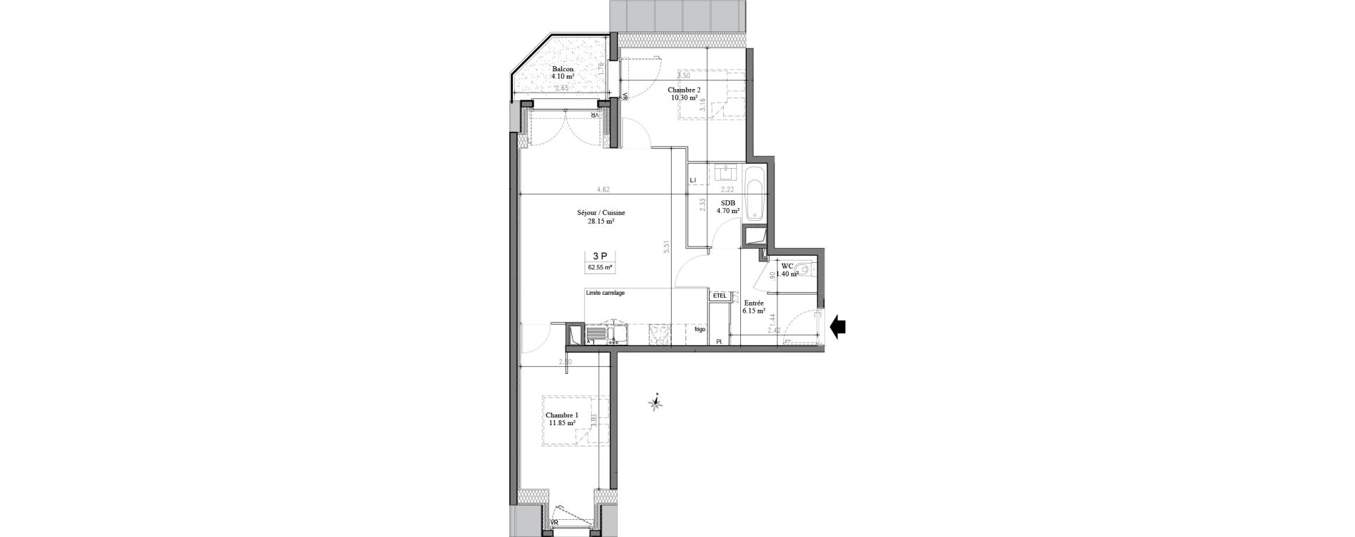 Appartement T3 de 62,65 m2 &agrave; Savigny-Sur-Orge Cherchefeuilles