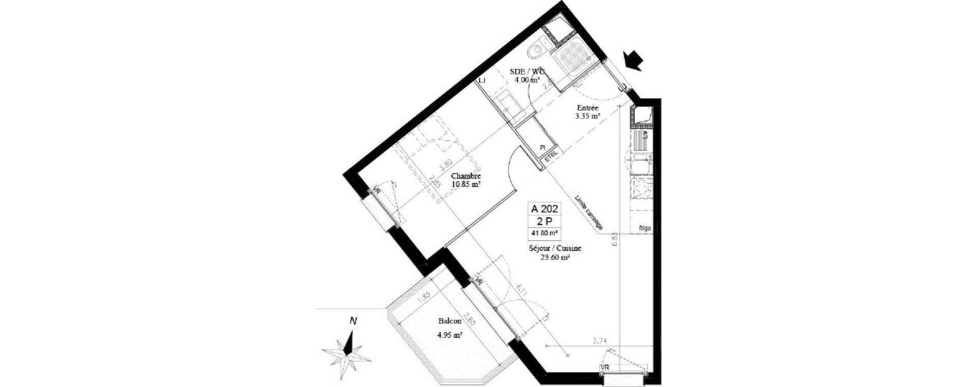 Appartement T2 de 41,80 m2 &agrave; Savigny-Sur-Orge Cherchefeuilles