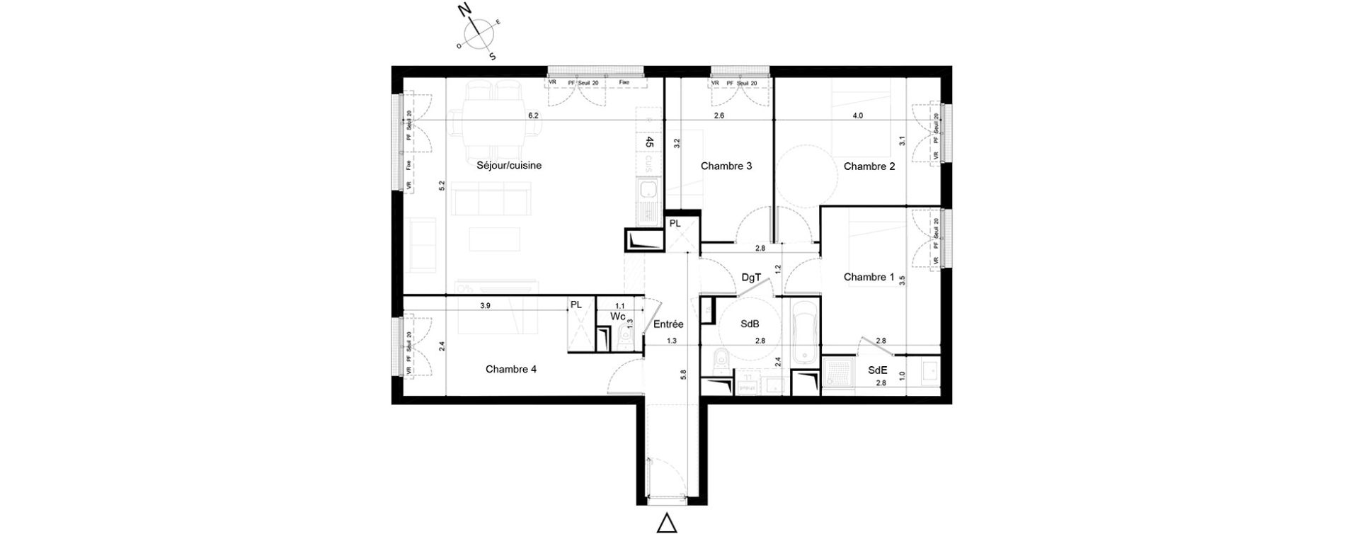 Appartement T5 de 96,83 m2 &agrave; Tigery Plessis-saucourt