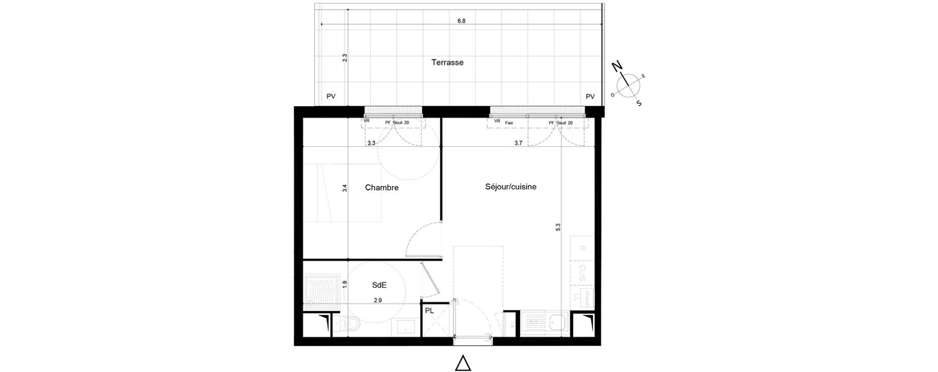 Appartement T2 de 36,10 m2 &agrave; Tigery Plessis-saucourt