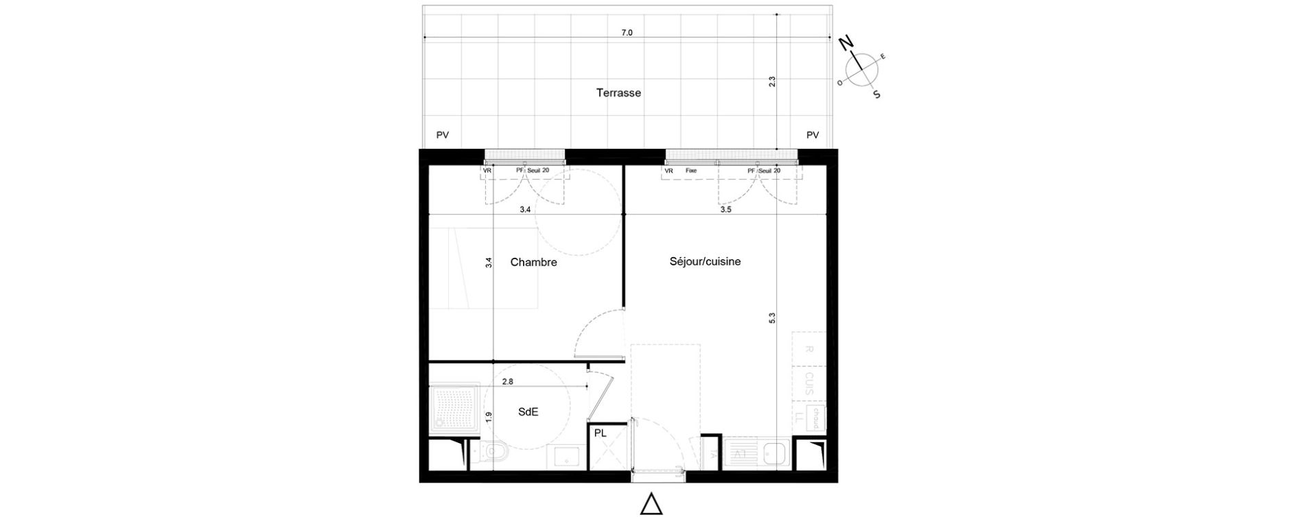 Appartement T2 de 35,29 m2 &agrave; Tigery Plessis-saucourt
