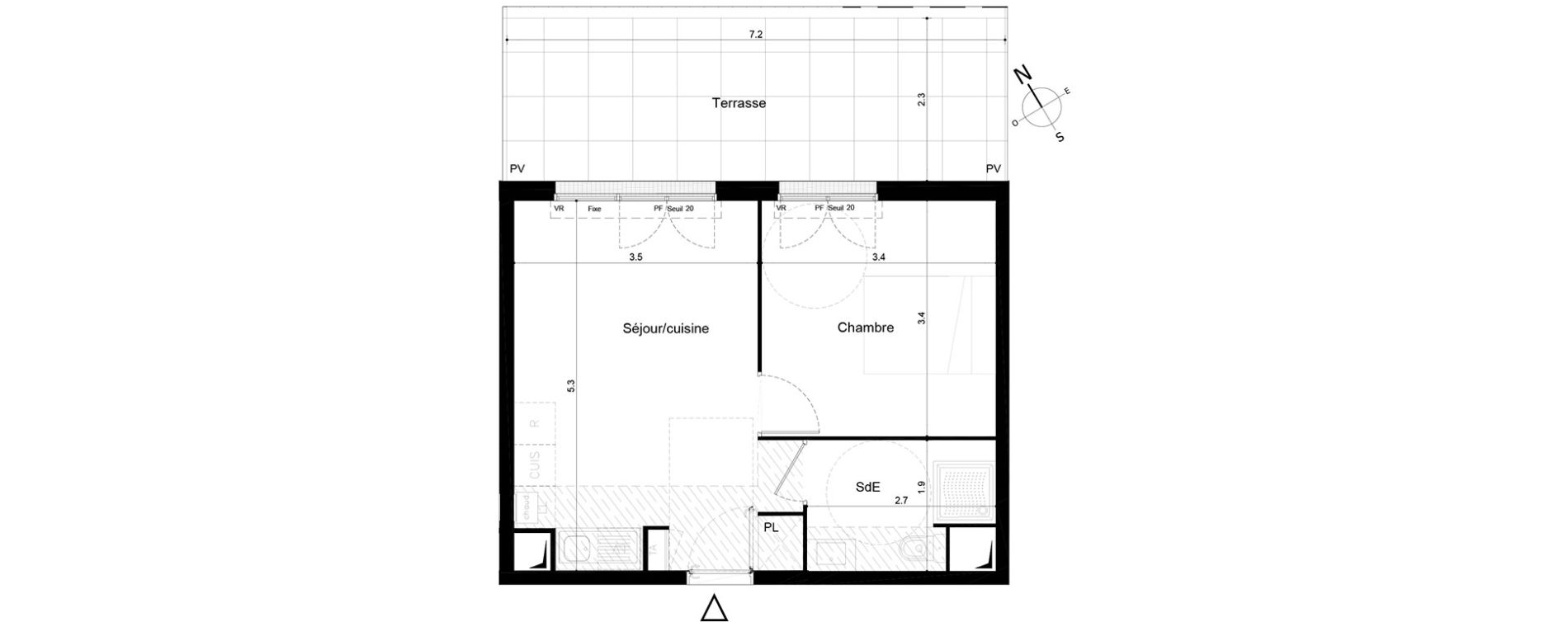 Appartement T2 de 35,27 m2 &agrave; Tigery Plessis-saucourt
