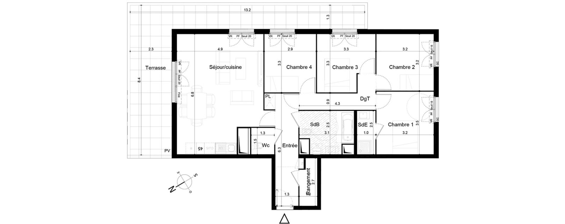 Appartement T5 de 99,32 m2 &agrave; Tigery Plessis-saucourt
