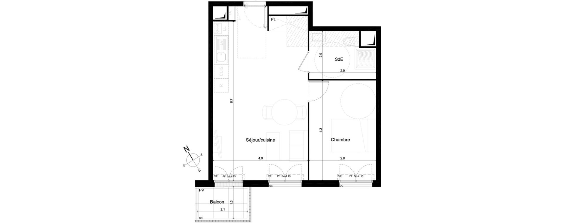 Appartement T2 de 45,73 m2 &agrave; Tigery Plessis-saucourt