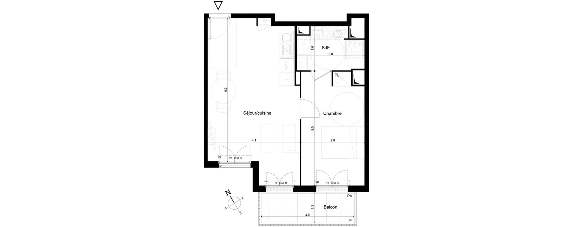 Appartement T2 de 45,17 m2 &agrave; Tigery Plessis-saucourt