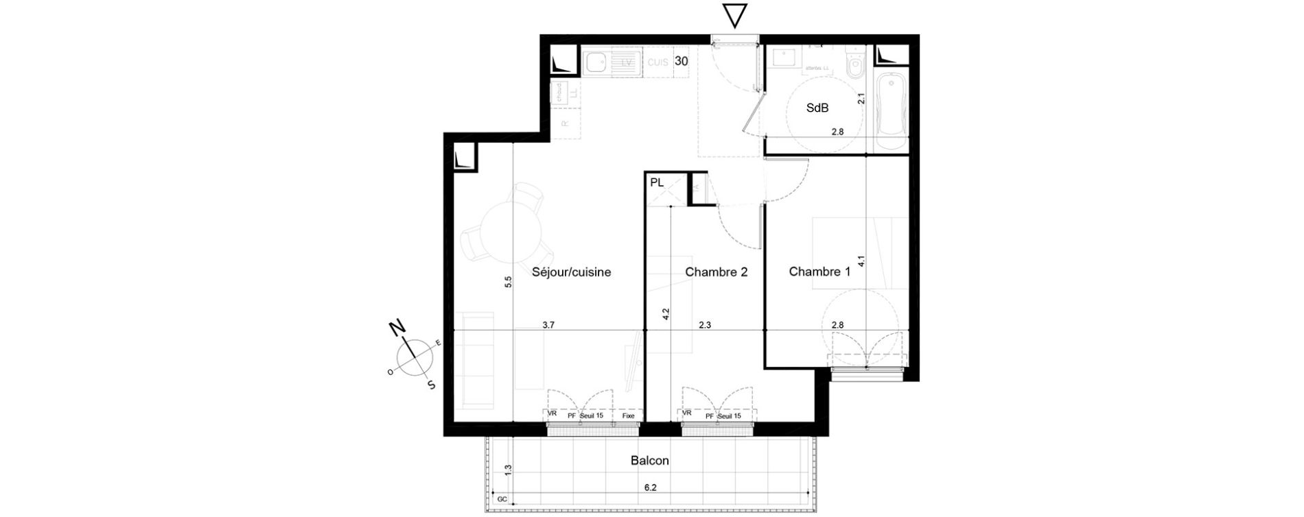 Appartement T3 de 58,20 m2 &agrave; Tigery Plessis-saucourt