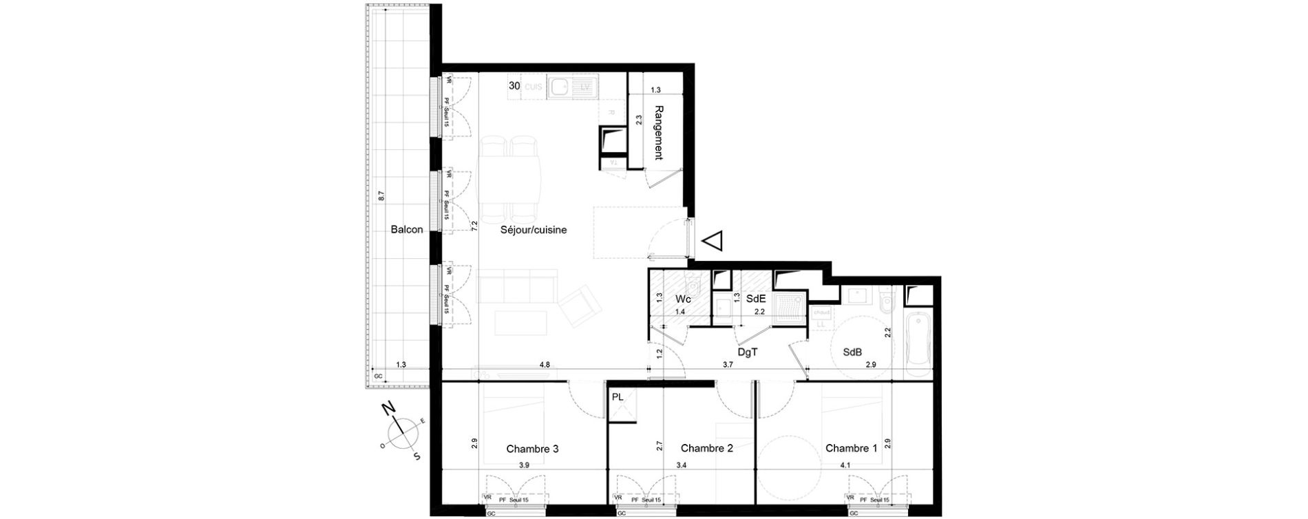 Appartement T4 de 84,23 m2 &agrave; Tigery Plessis-saucourt
