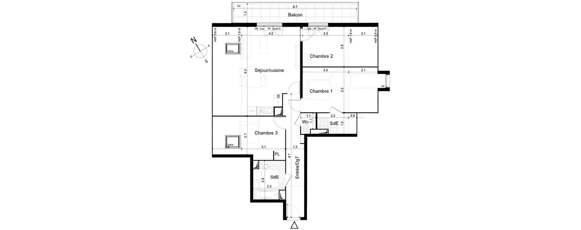 Appartement T4 de 76,24 m2 &agrave; Tigery Plessis-saucourt