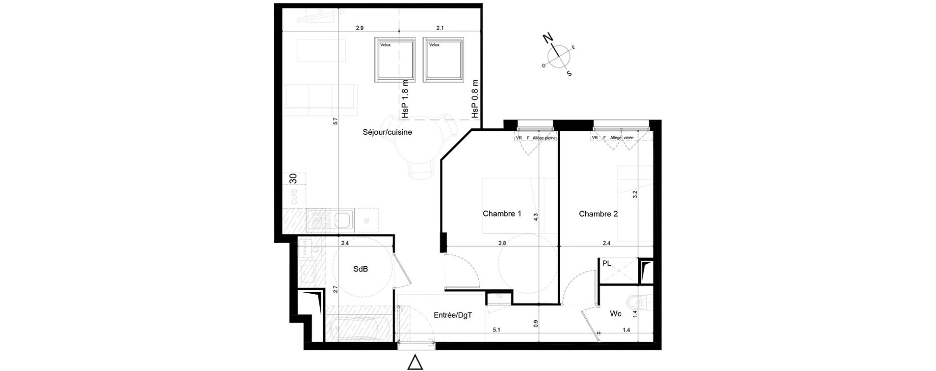 Appartement T3 de 55,82 m2 &agrave; Tigery Plessis-saucourt