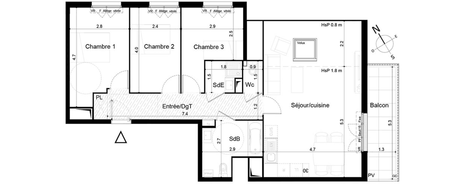 Appartement T4 de 74,80 m2 &agrave; Tigery Plessis-saucourt