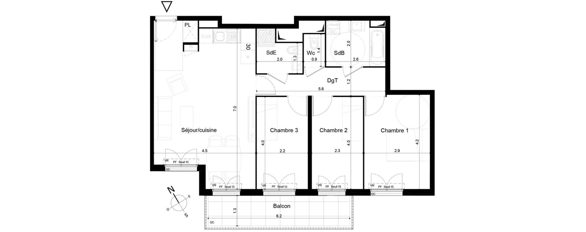 Appartement T4 de 75,09 m2 &agrave; Tigery Plessis-saucourt