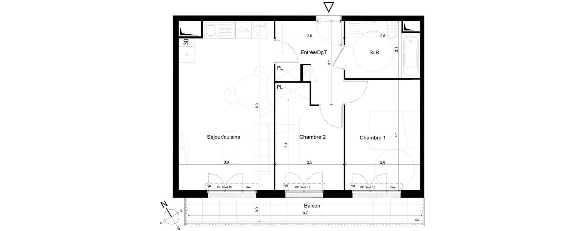 Appartement T3 de 54,76 m2 &agrave; Tigery Plessis-saucourt