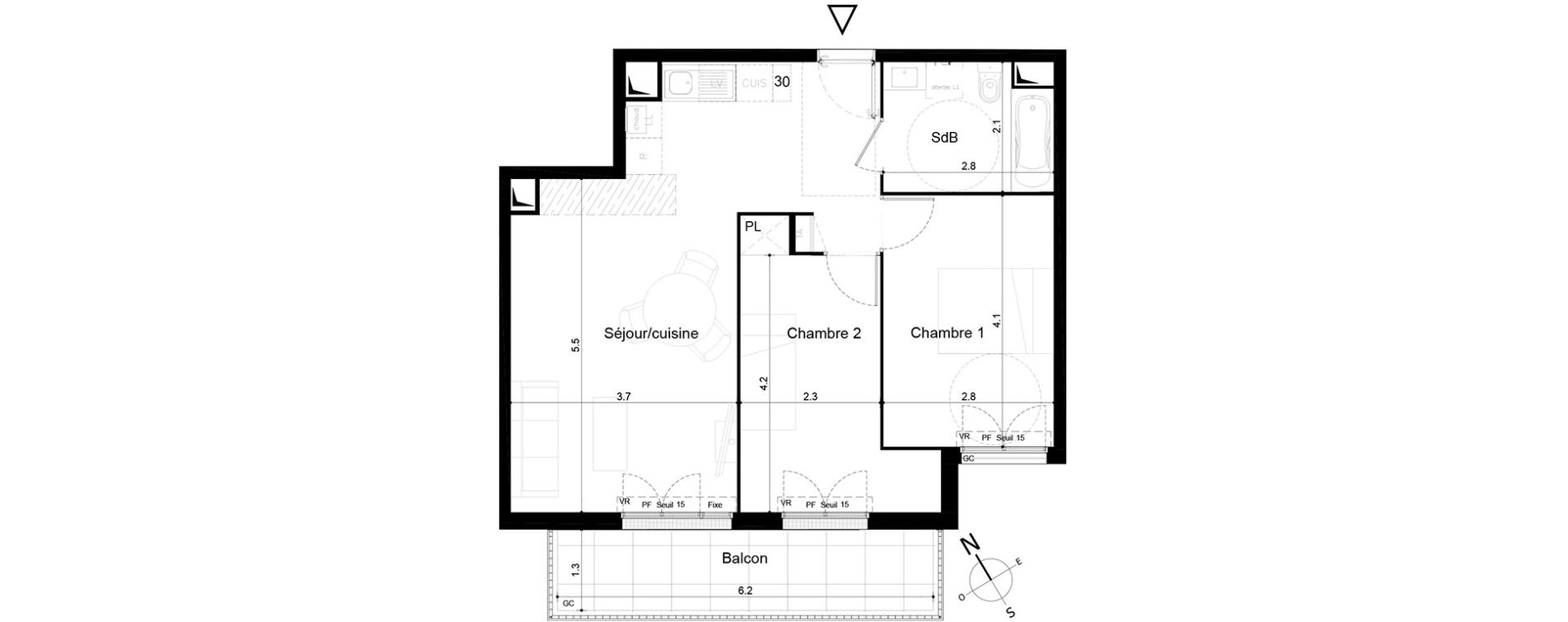Appartement T3 de 58,20 m2 &agrave; Tigery Plessis-saucourt
