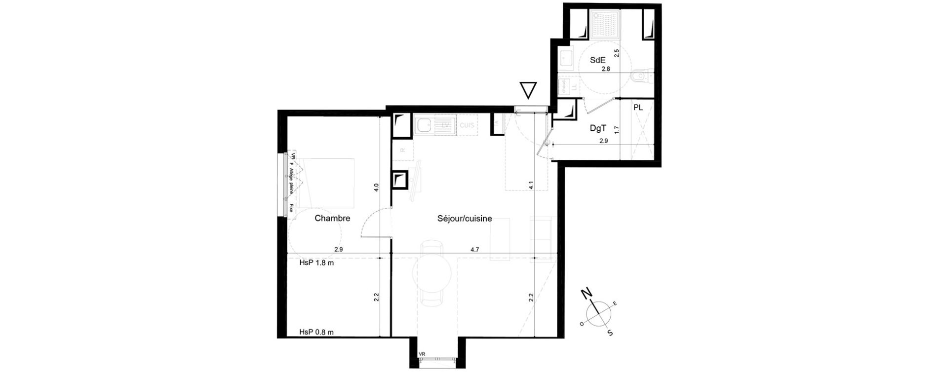 Appartement T2 de 43,54 m2 &agrave; Tigery Plessis-saucourt