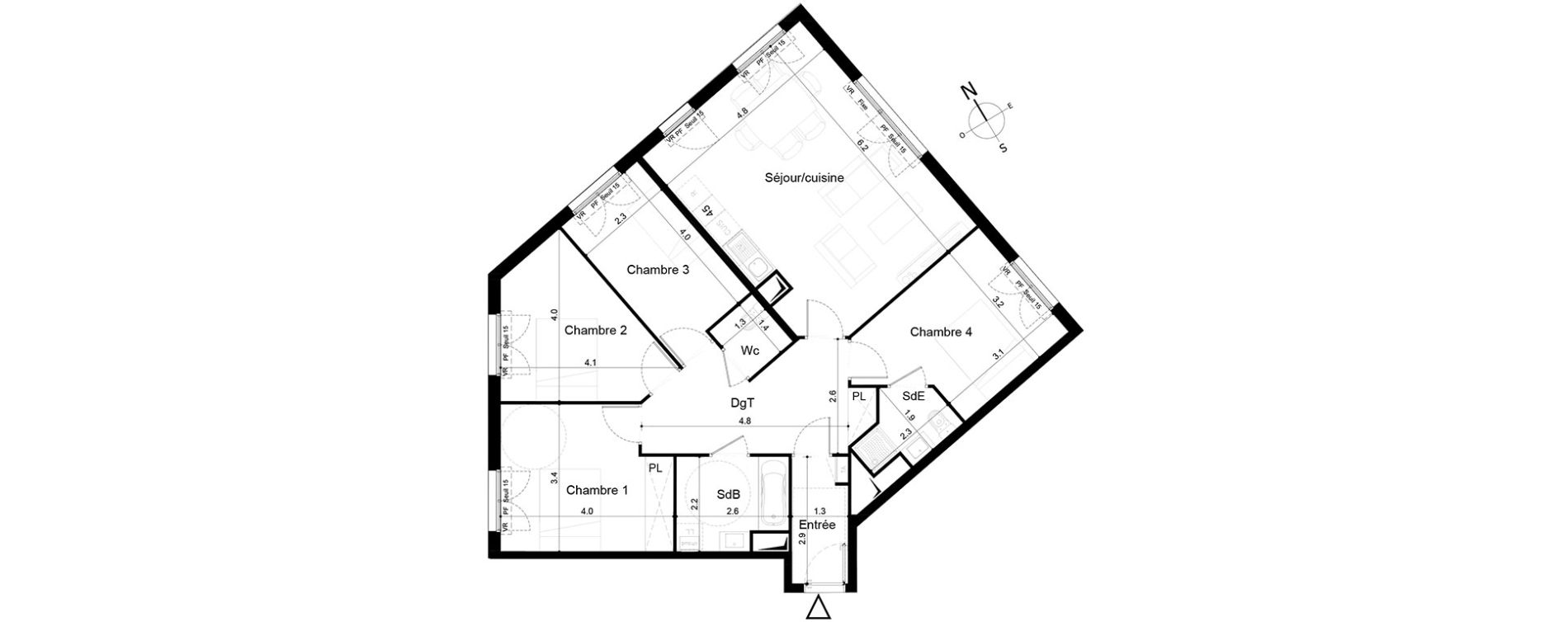 Appartement T5 de 98,15 m2 &agrave; Tigery Plessis-saucourt