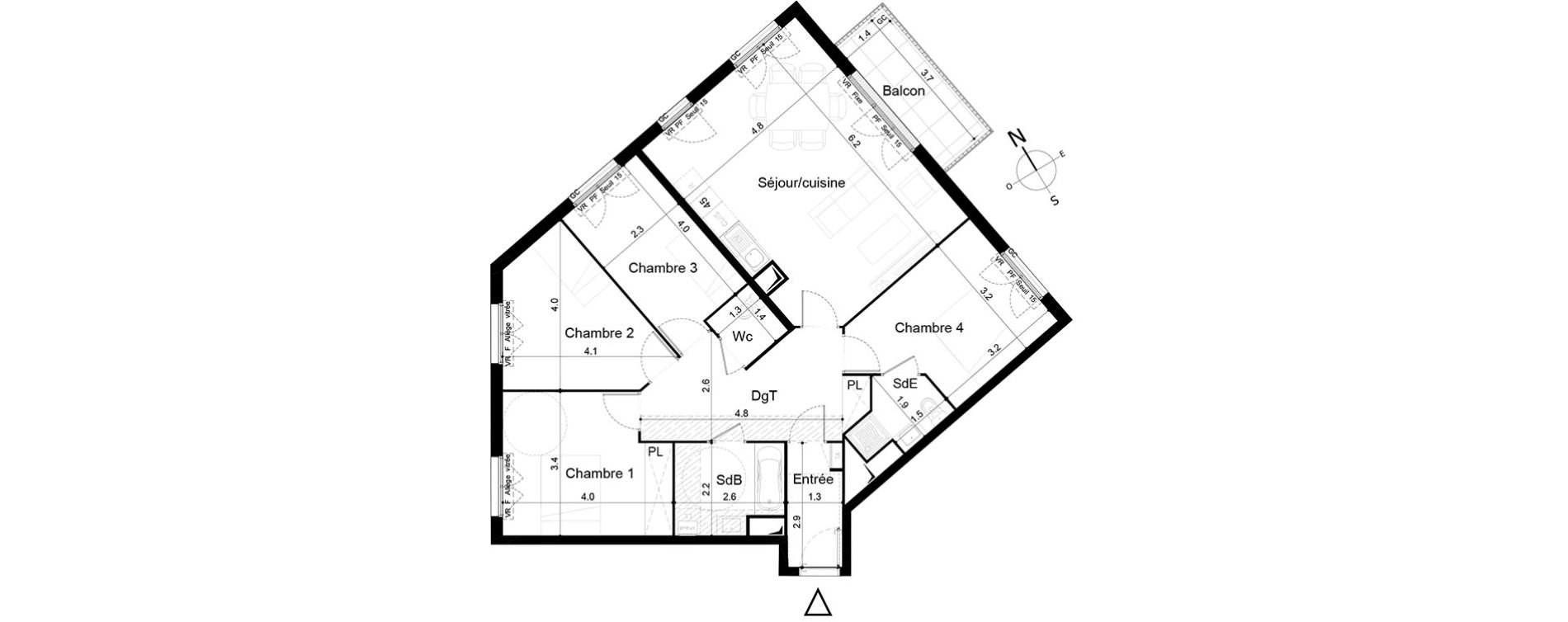 Appartement T5 de 98,78 m2 &agrave; Tigery Plessis-saucourt