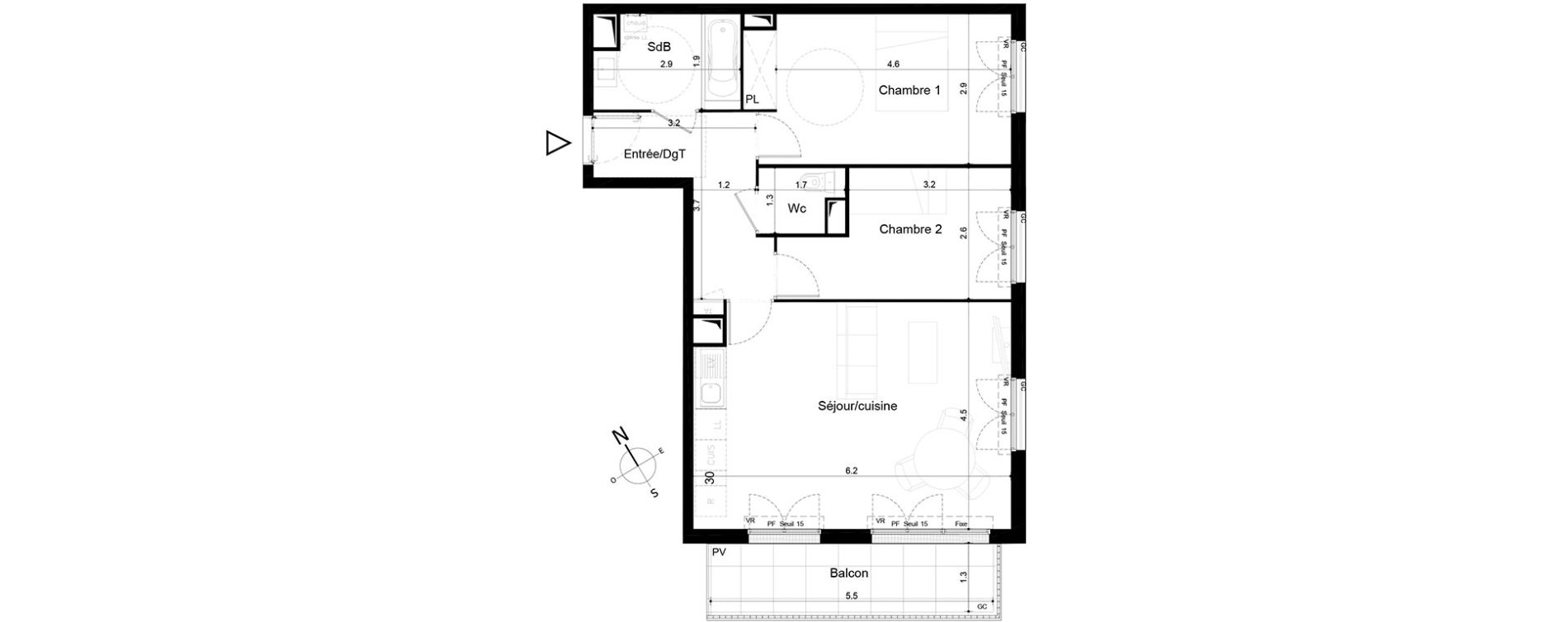 Appartement T3 de 66,14 m2 &agrave; Tigery Plessis-saucourt