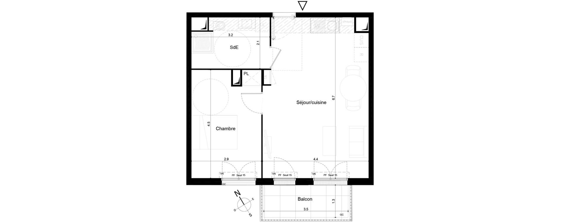 Appartement T2 de 47,01 m2 &agrave; Tigery Plessis-saucourt