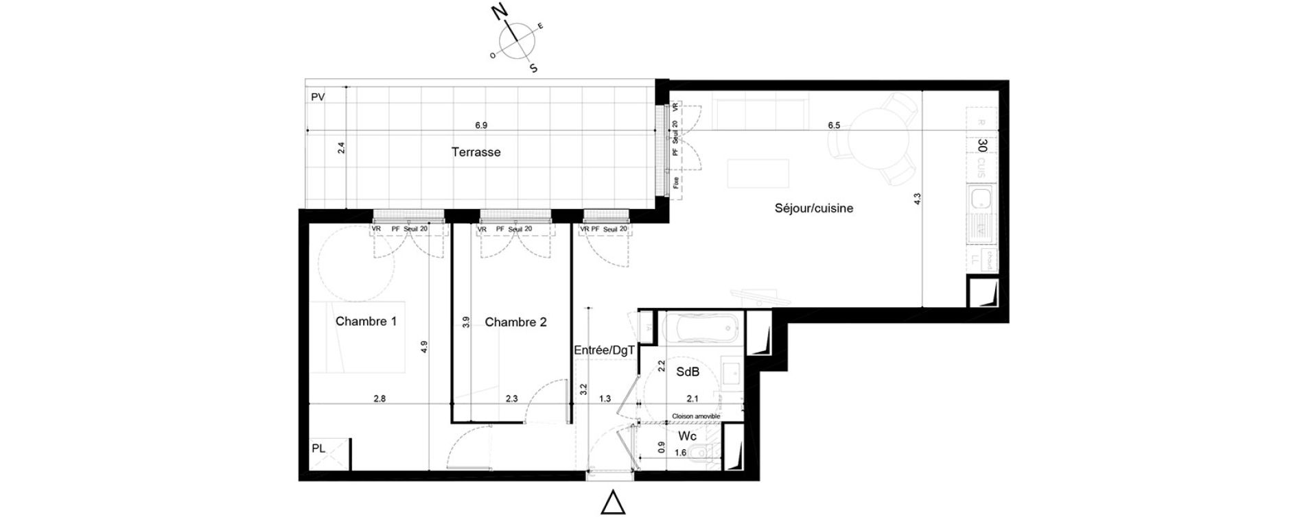 Appartement T3 de 65,49 m2 &agrave; Tigery Plessis-saucourt