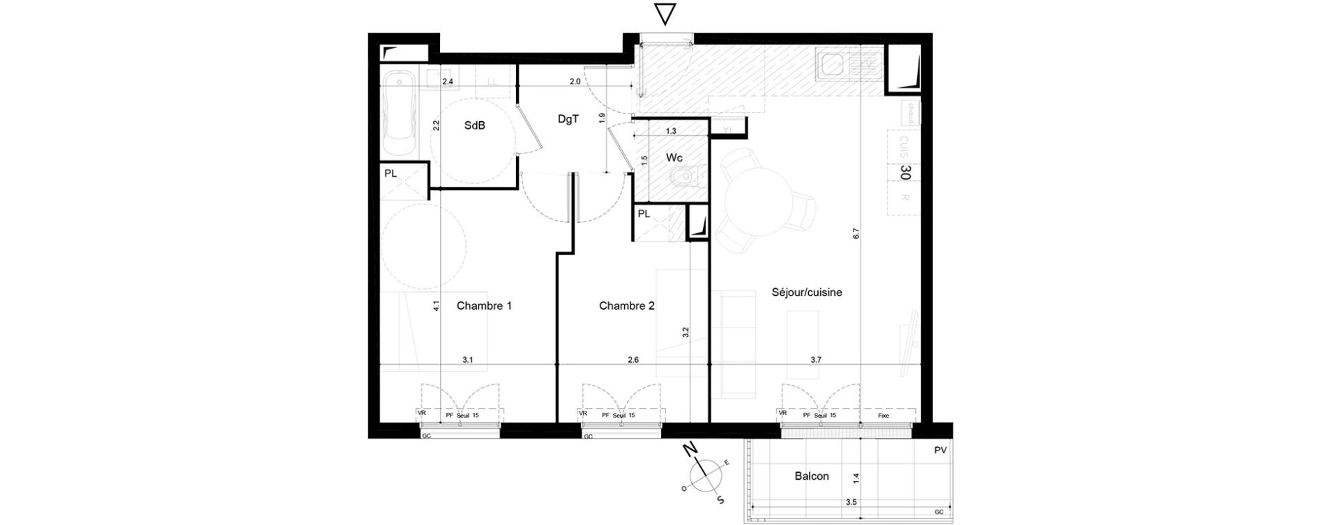 Appartement T3 de 59,77 m2 &agrave; Tigery Plessis-saucourt
