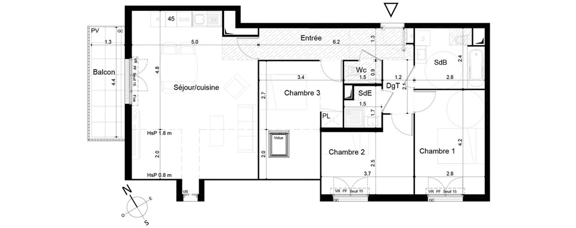 Appartement T4 de 75,67 m2 &agrave; Tigery Plessis-saucourt