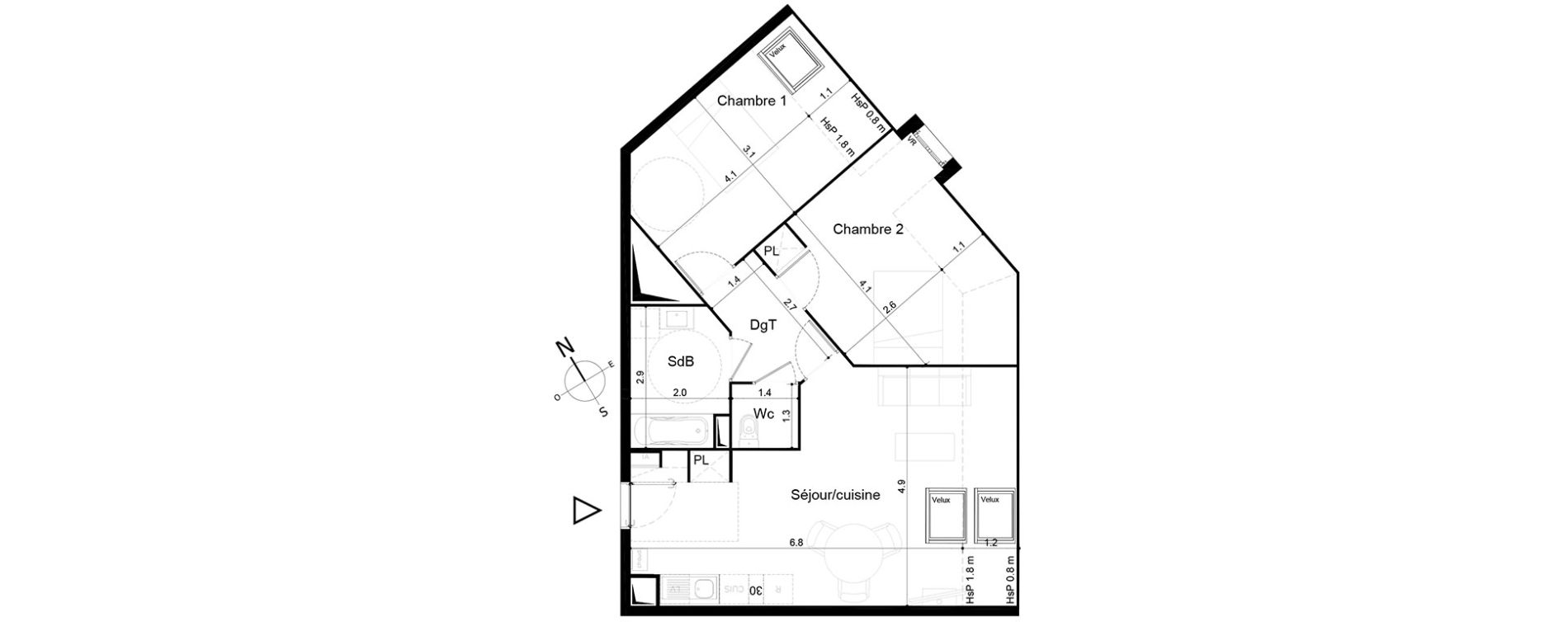 Appartement T3 de 61,60 m2 &agrave; Tigery Plessis-saucourt