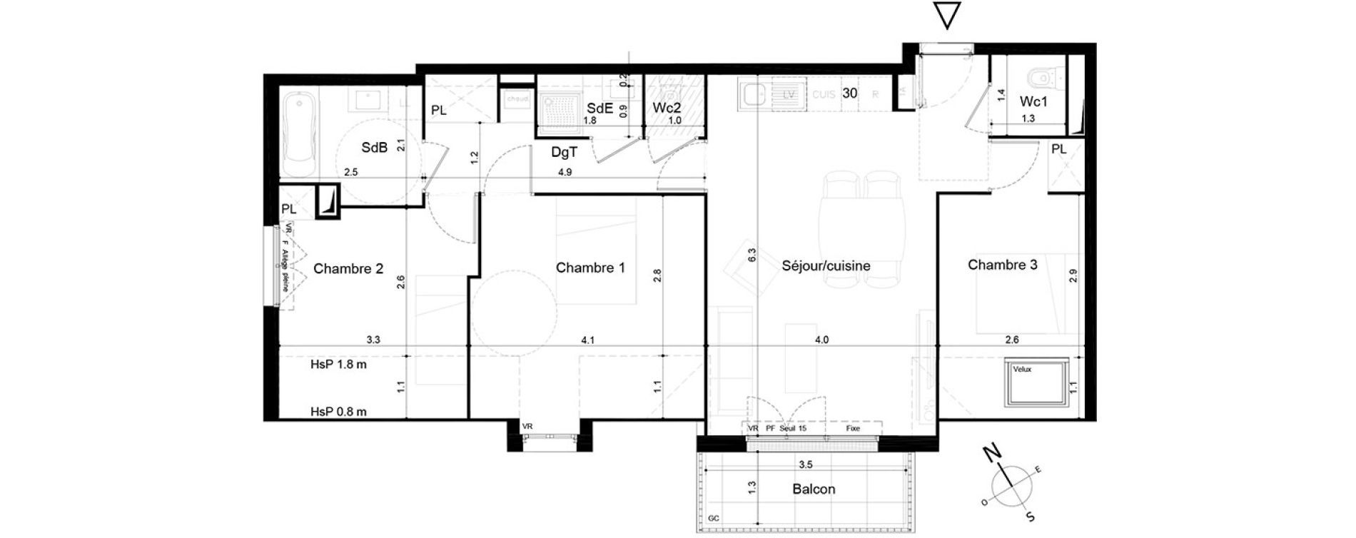 Appartement T4 de 72,98 m2 &agrave; Tigery Plessis-saucourt