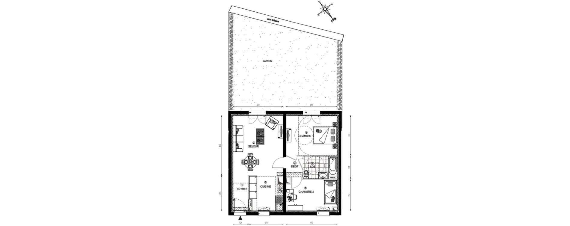 Appartement T3 de 60,52 m2 &agrave; Vert-Le-Grand Centre
