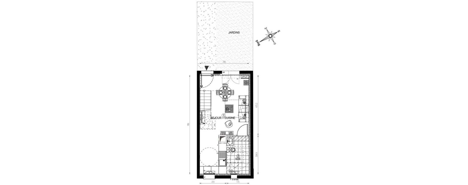 Duplex T3 de 54,81 m2 &agrave; Vert-Le-Grand Centre