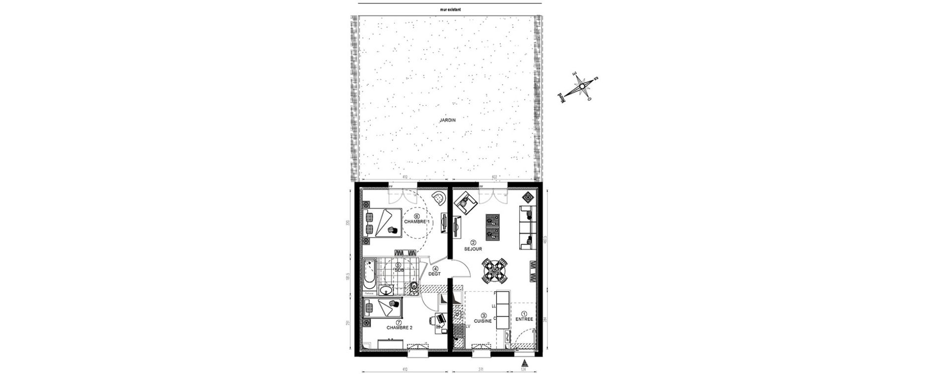 Appartement T3 de 60,51 m2 &agrave; Vert-Le-Grand Centre