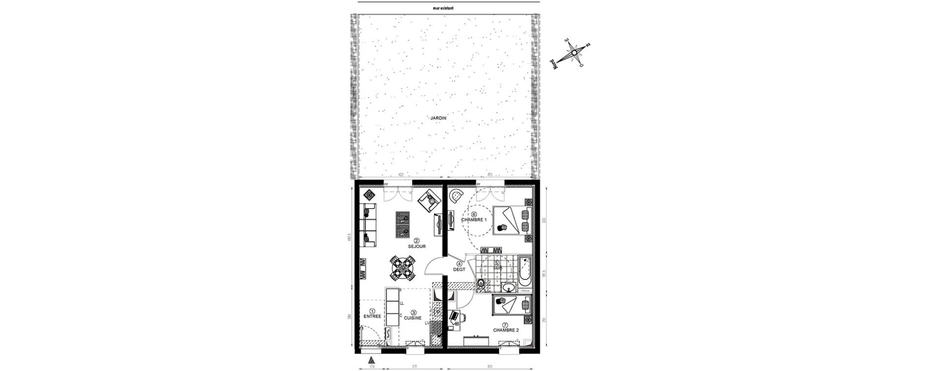 Appartement T3 de 60,51 m2 &agrave; Vert-Le-Grand Centre