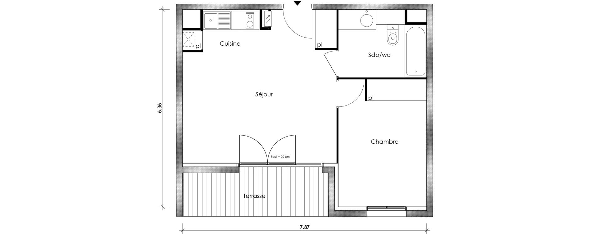 Appartement T2 de 41,46 m2 &agrave; Vert-Le-Petit Centre