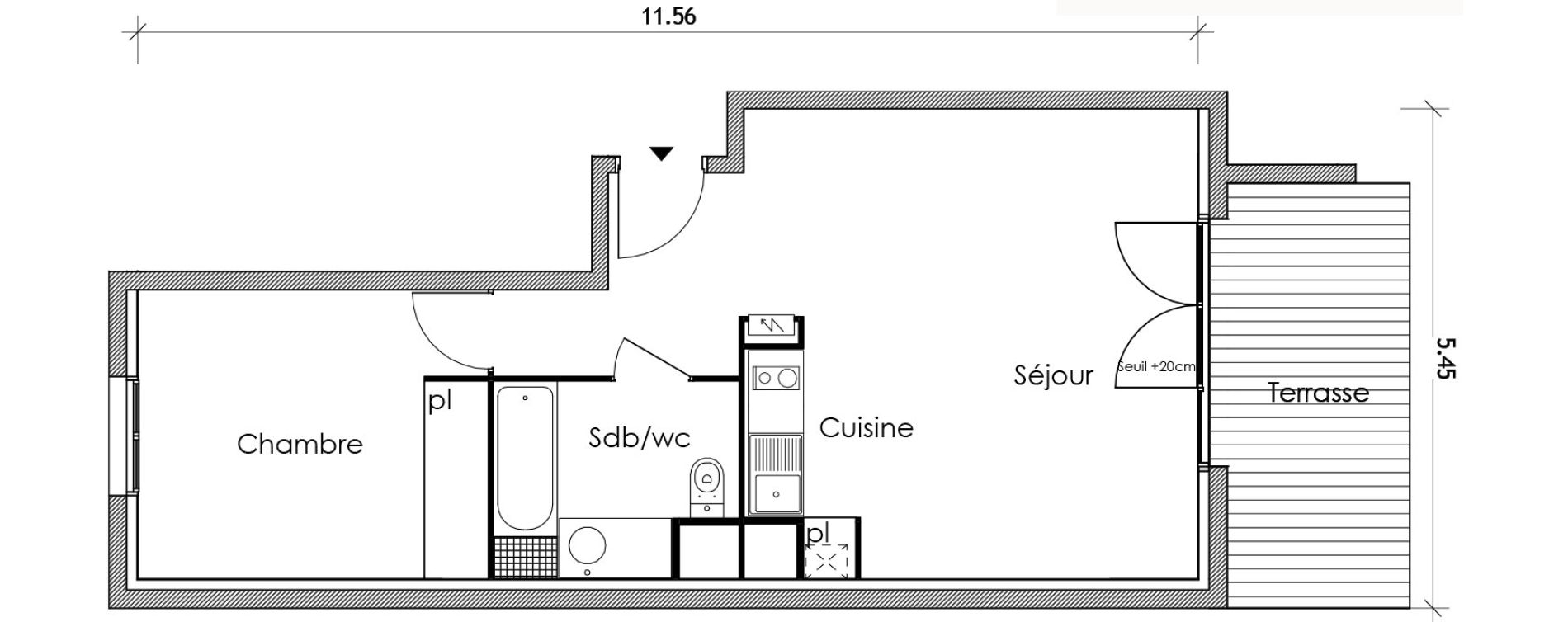 Appartement T2 de 46,49 m2 &agrave; Vert-Le-Petit Centre