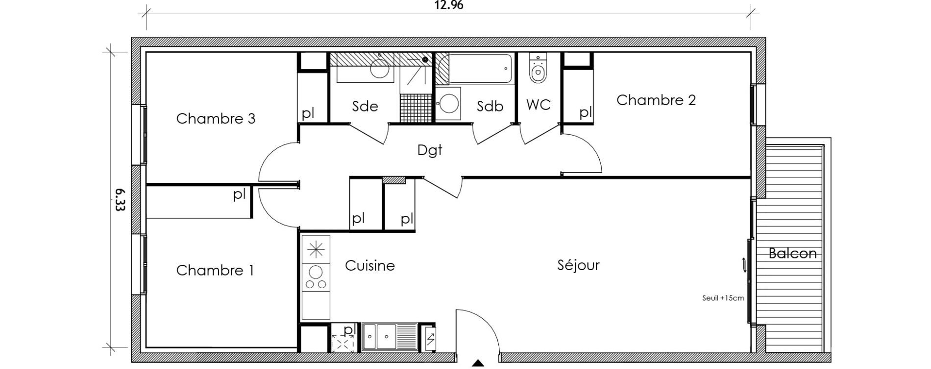 Appartement T4 de 79,86 m2 &agrave; Vert-Le-Petit Centre