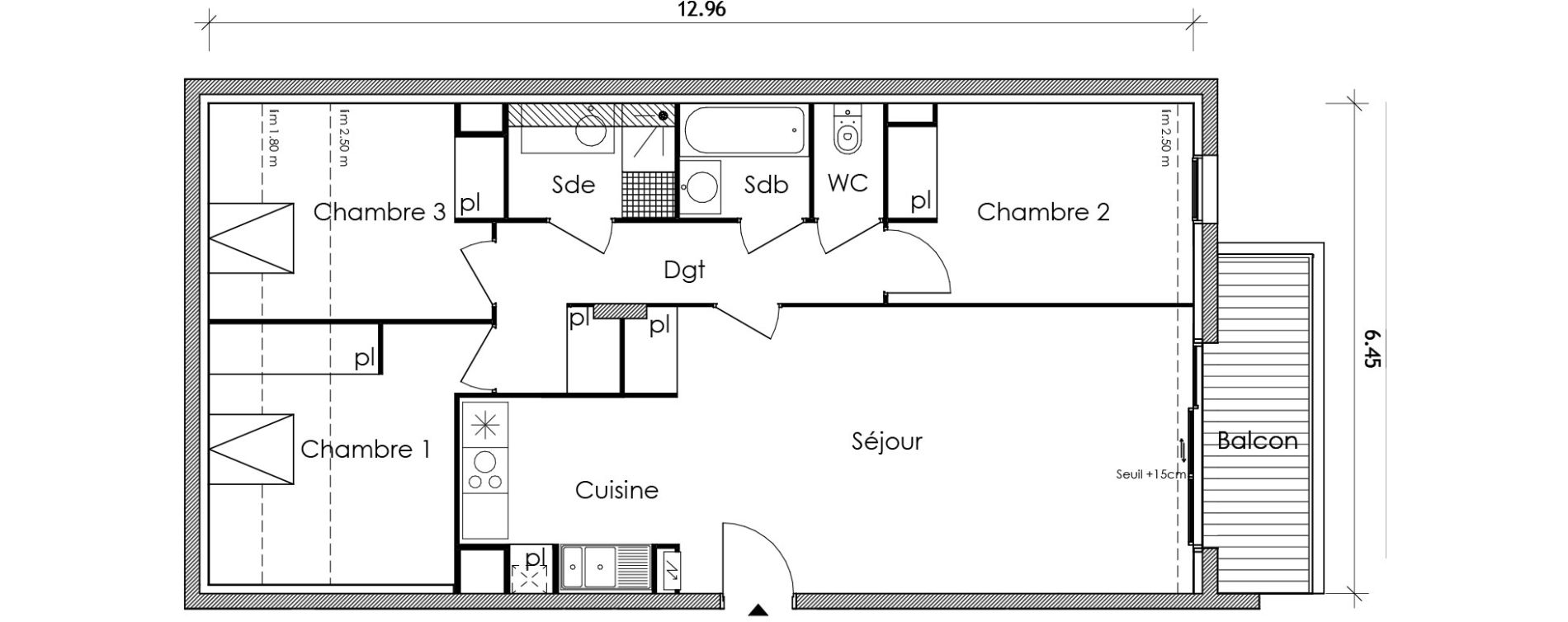 Appartement T4 de 76,79 m2 &agrave; Vert-Le-Petit Centre
