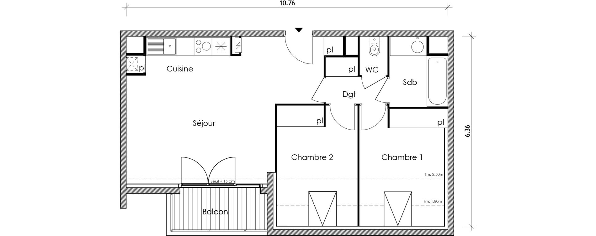 Appartement T3 de 55,46 m2 &agrave; Vert-Le-Petit Centre
