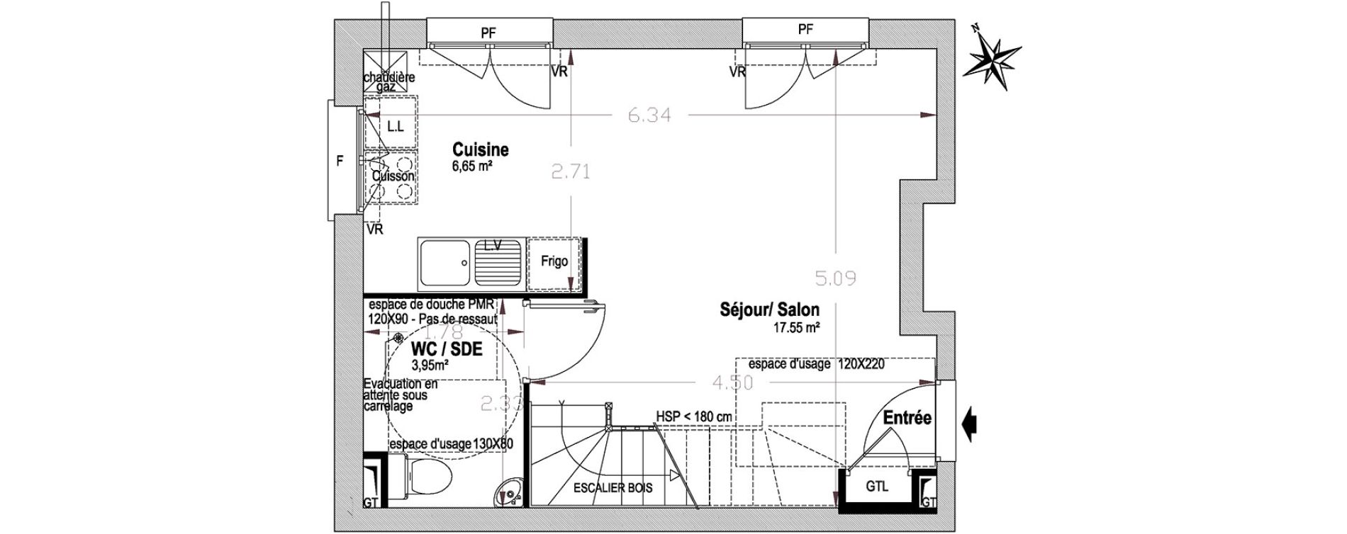 Maison T3 de 59,45 m2 &agrave; Vert-Le-Petit Centre