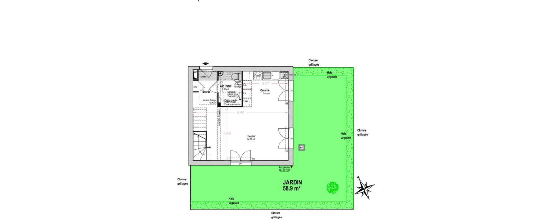 Duplex T4 de 74,55 m2 &agrave; Vert-Le-Petit Centre