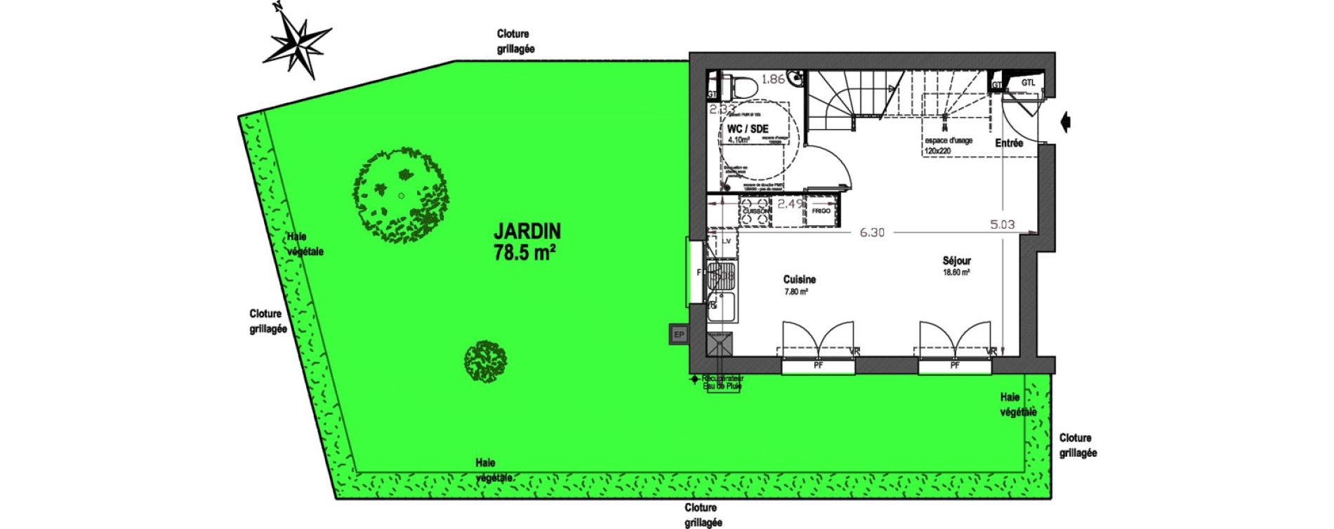 Duplex T4 de 68,95 m2 &agrave; Vert-Le-Petit Centre